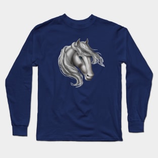 Horse Head - White with Blue Eyes Long Sleeve T-Shirt